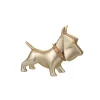 Escultura Cachorro Gold com Coleira 12x14x15cm