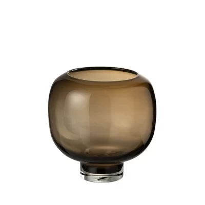 Vaso de vidro marrom escuro 24x21x21cm