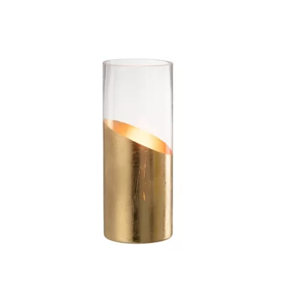 Vaso moa transparente/dourado 25x10x10cm