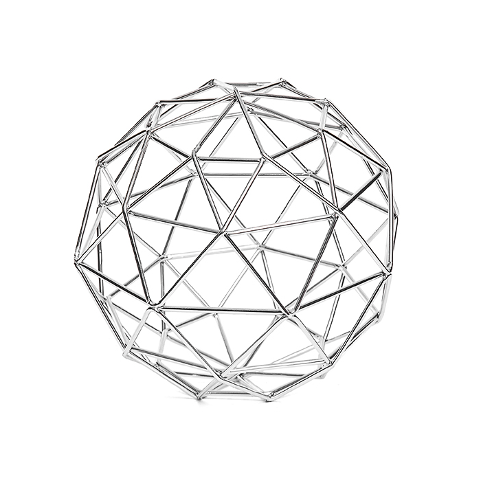 Escultura geométrico aramada prata 15x15x15cm