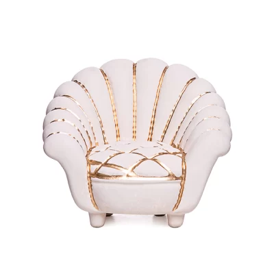Escultura mini poltrona pétala creme 13x15x13cm