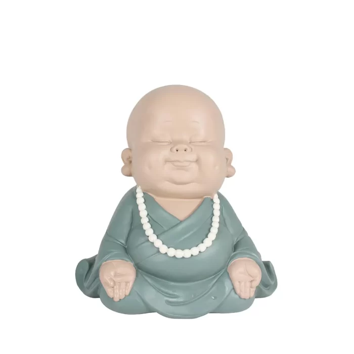 Escultura monge meditando verde 20x20x17cm