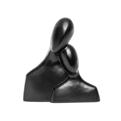Escultura busto casal preto 25x36x11cm