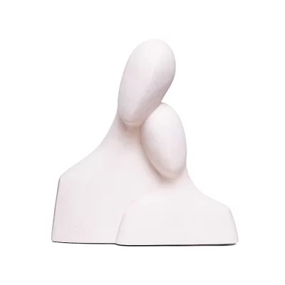 Escultura busto casal creme 24x35x10cm