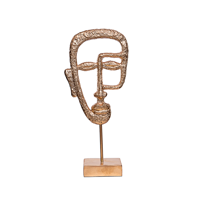 Escultura face dourada 34x16x7cm