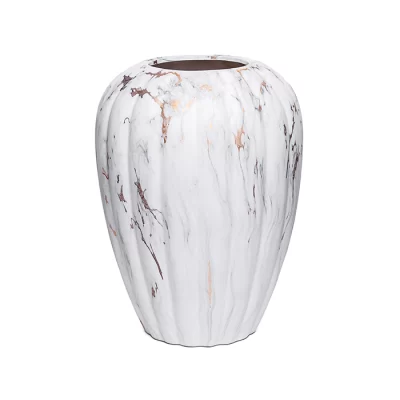 Vaso marmorizado branco/dourado 27x21x21cm