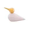 Escultura Passaro Bege e Dourado 12x21x7cm