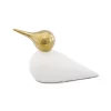 Escultura Passaro Bege e Dourado 16x25x9cm