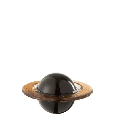Escultura planeta em vidro 11x18x18cm