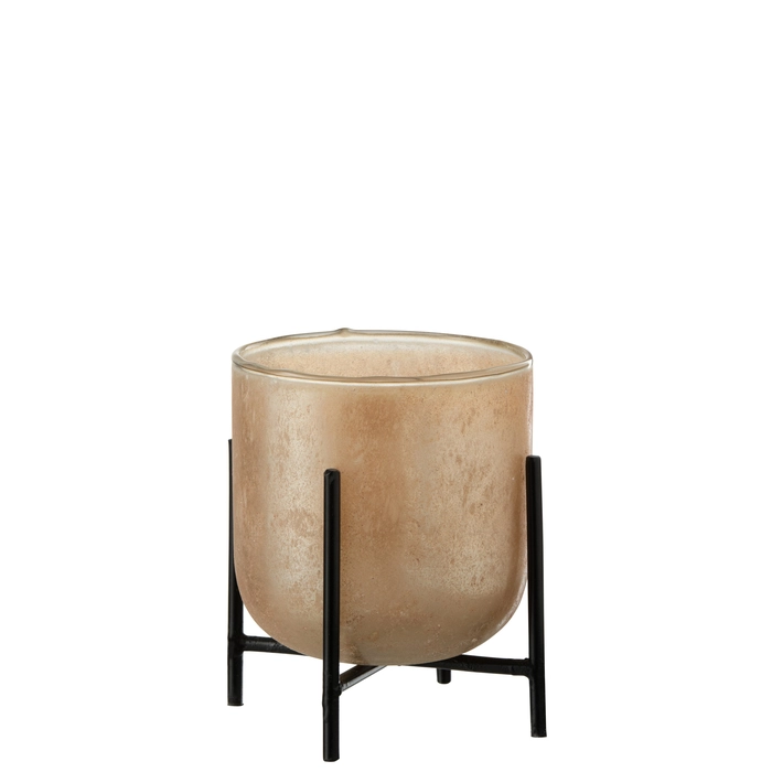 Vaso astor em vidro com suporte 17x14x14cm