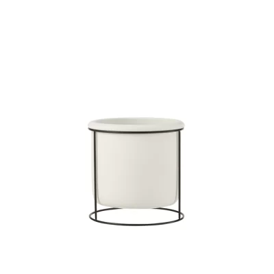 Cachepot branco suspenso com suporte 17x17x17cm