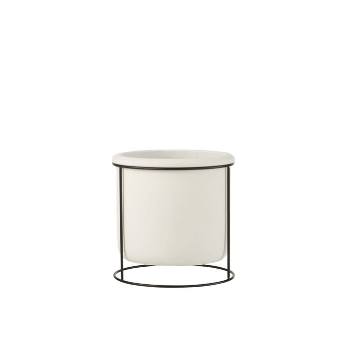 Cachepot branco suspenso com suporte 17x17x17cm