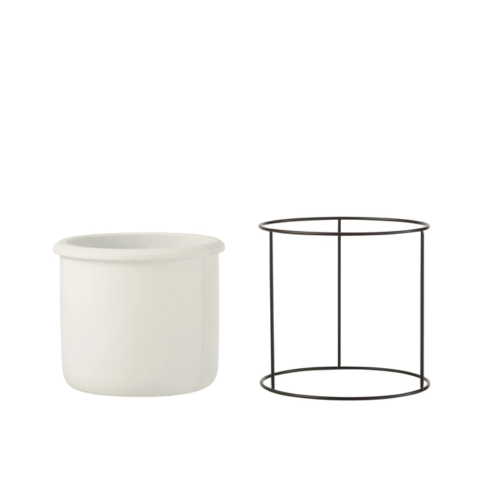 Alternative view of Cachepot branco suspenso com suporte 17x17x17cm