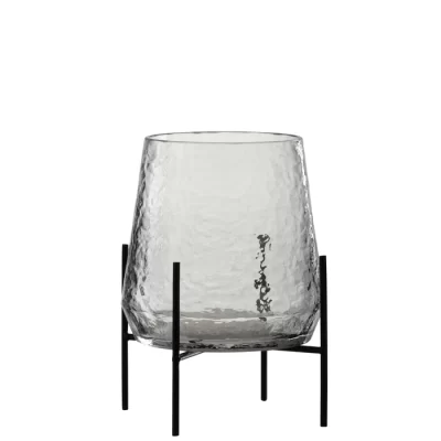 Vaso em vidro maetelado com suporte 26x20x20cm