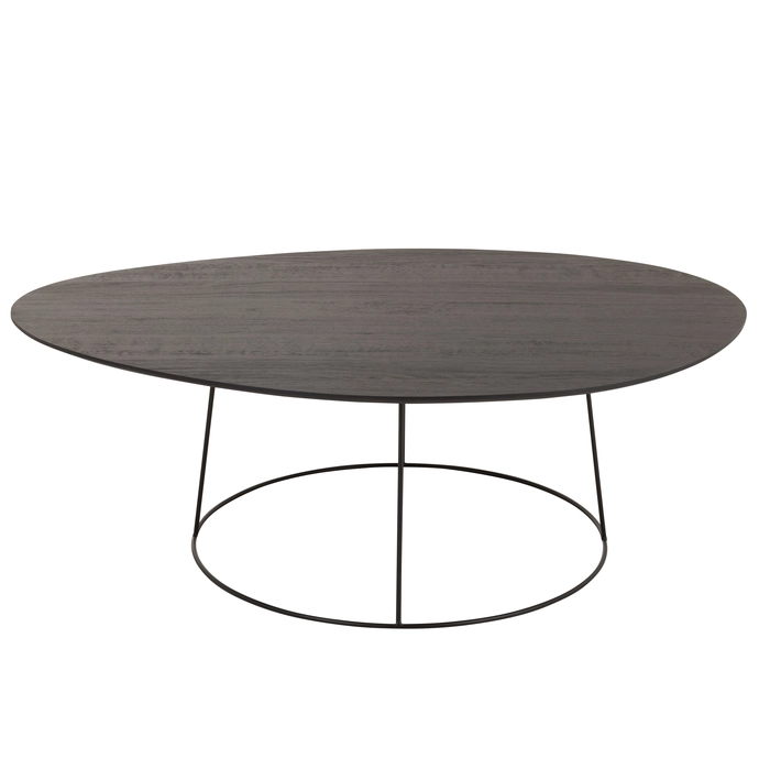 Alternative view of Mesa de centro oval em madeira com suporte em metal 40x121x80cm
