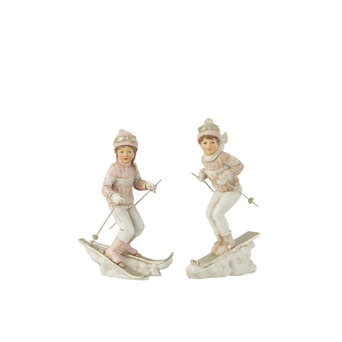 Escultura criancas ski 19x12x6cm