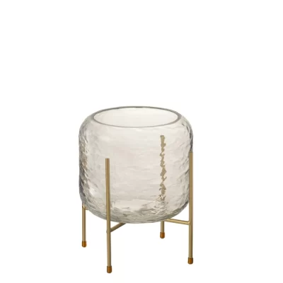 Vaso em vidro martelado com suporte 23x19x19cm