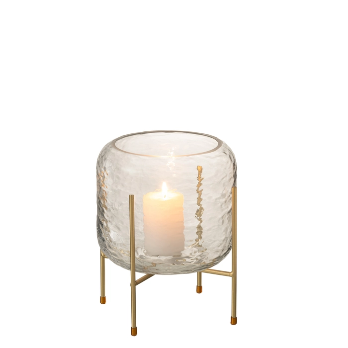 Alternative view of Vaso em vidro martelado com suporte 23x19x19cm