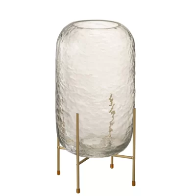 Vaso em vidro martelado com suporte 37x20x20cm