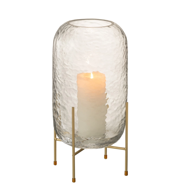 Alternative view of Vaso em vidro martelado com suporte 37x20x20cm