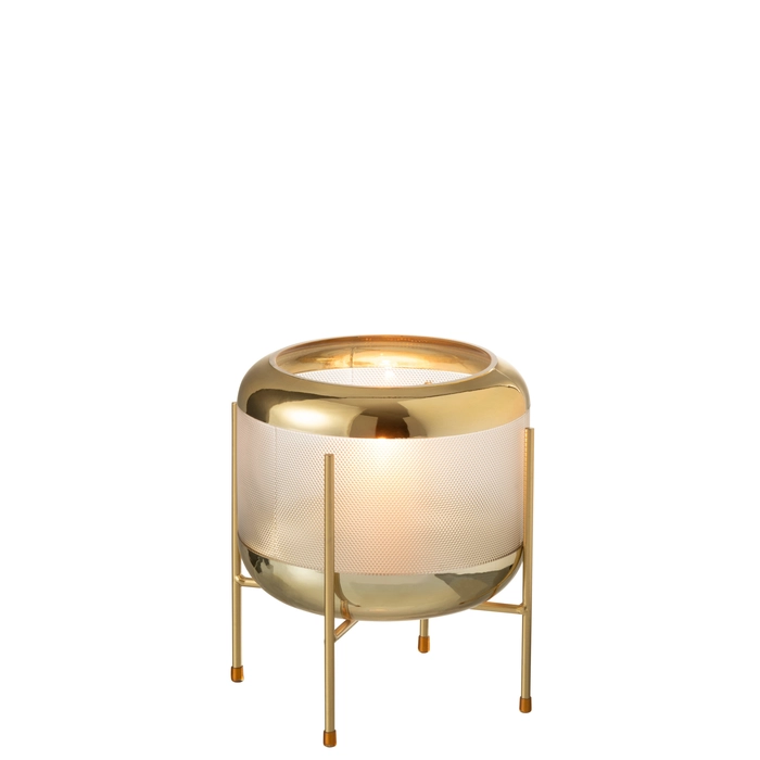 Alternative view of Vaso patt transp/dourado com suporte 21x20x20cm