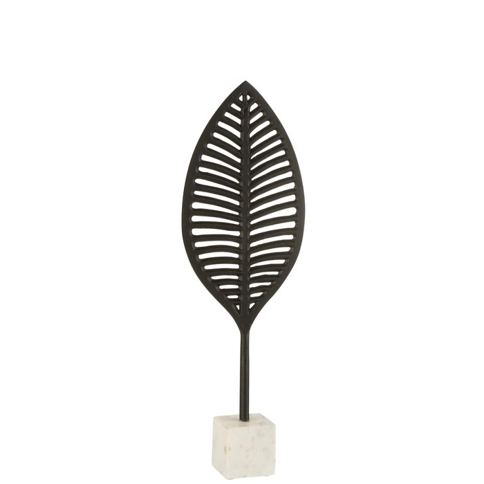 Escultura folha em metal com base marmorizada 59x20x8cm
