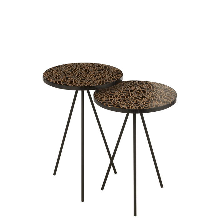 Jogo de 2 mesas laterais rings 38x45 38x52cm