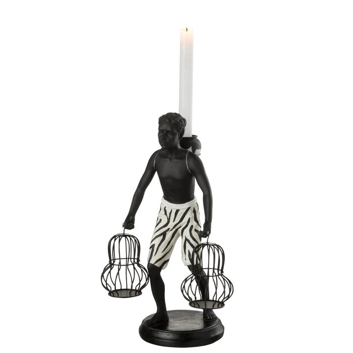 Alternative view of Escultura homem segurando cestas 32x22x17cm