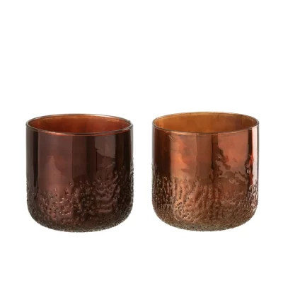 Vaso mirror cobre em vidro 14x14x14cm