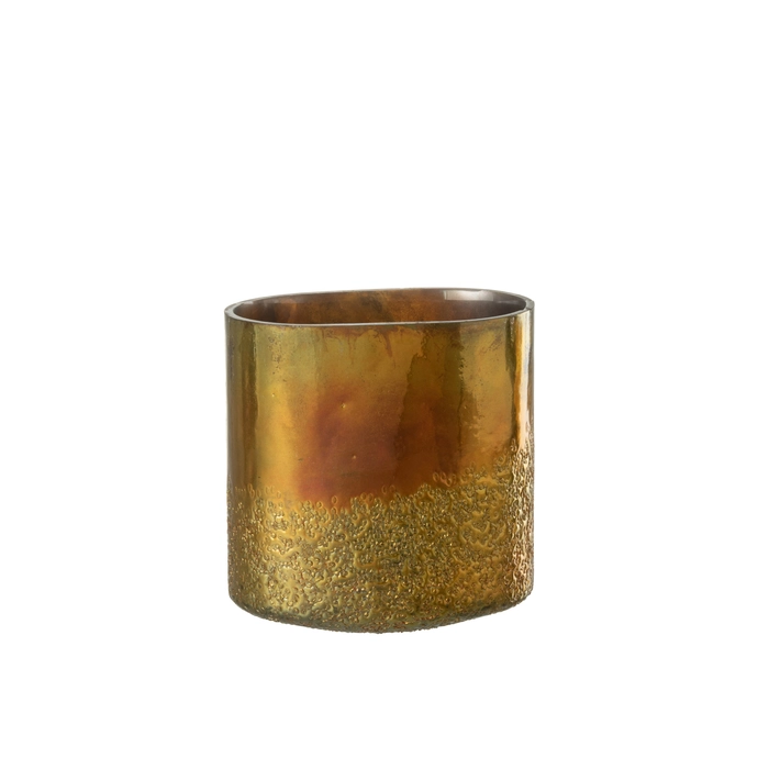Vaso mirror dourado em vidro 20x17x17cm