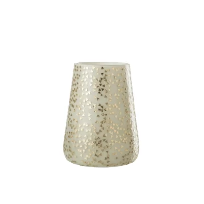 Vaso triangle bco/dourado 23x17x17cm