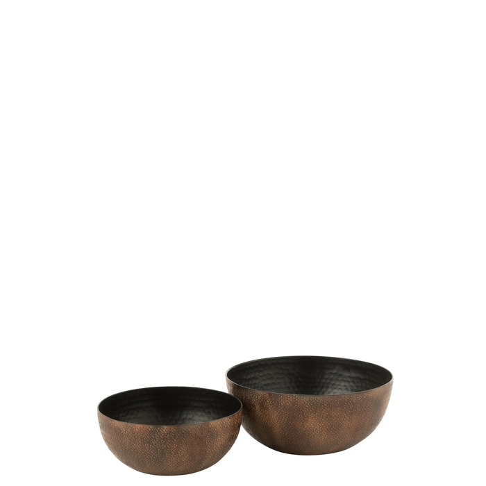 Jogo de 2 centros marrom em aluminio 12x26x26cm