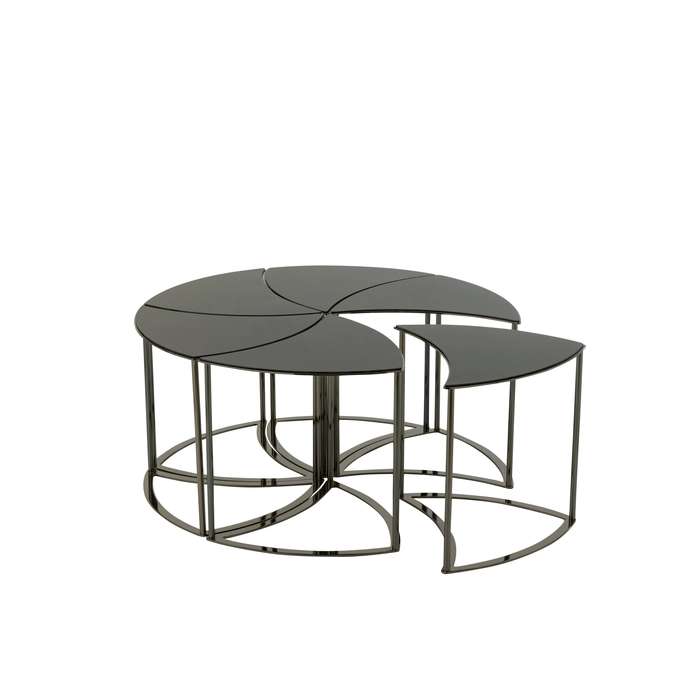 Alternative view of Jogo de 6 mesas tornado em metal/vidro 48x100x100cm