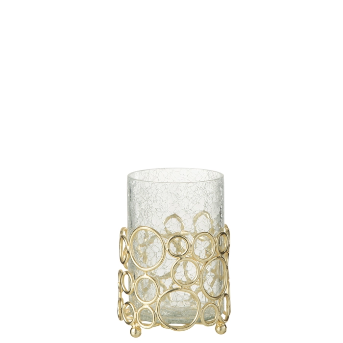 Vaso kyev em vidro com suporte em metal 17x10x10cm