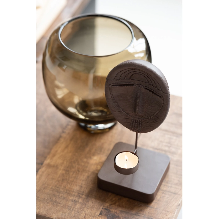 Alternative view of Vaso de vidro marrom escuro 14x14x14cm