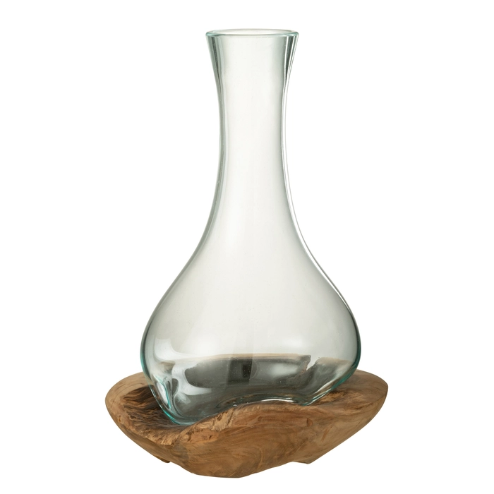 Vaso gamal com base em madeira 34x18x18cm