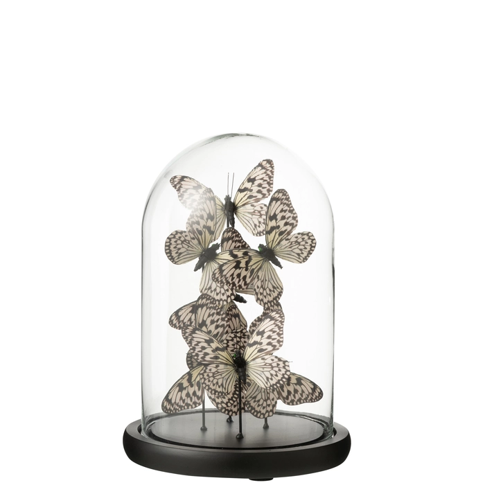 Escultura borboletas na redoma de vidro 26x18x18cm