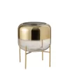 Vaso oceanne transp/dourado com suporte em metal 23x23x23cm