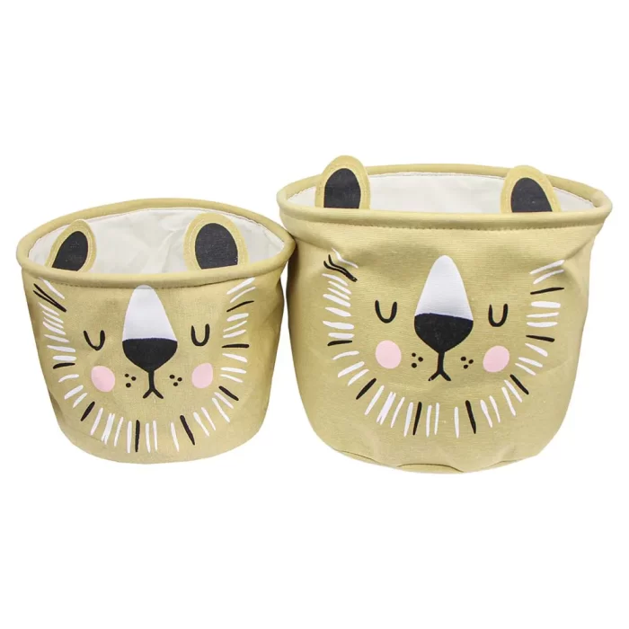 Jogo 2 cestos brinquedo leão 29x31x31cm