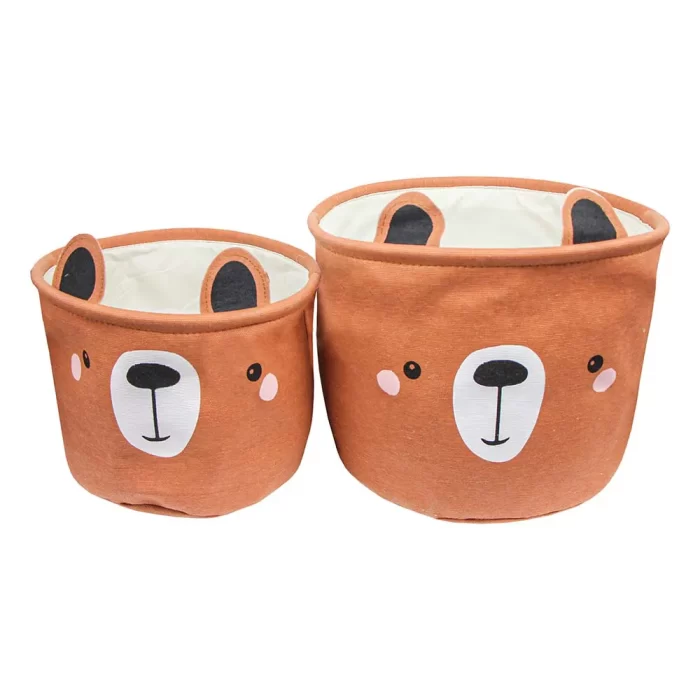 Jogo 2 cestos brinquedo urso 29x31x31cm