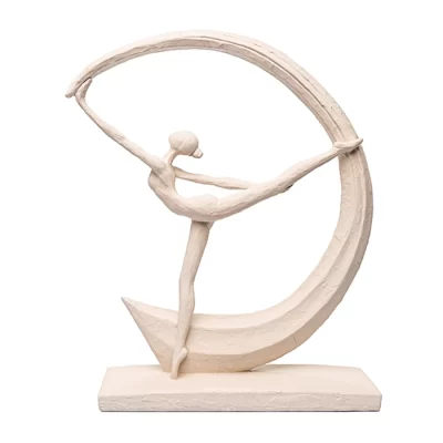Escultura mulher dance moon creme 34x26x7cm
