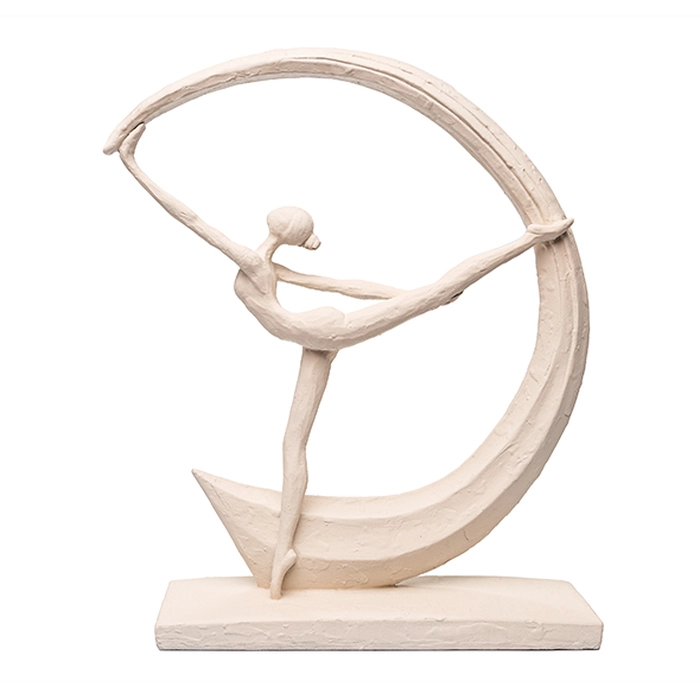 Escultura mulher dance moon creme 34x26x7cm