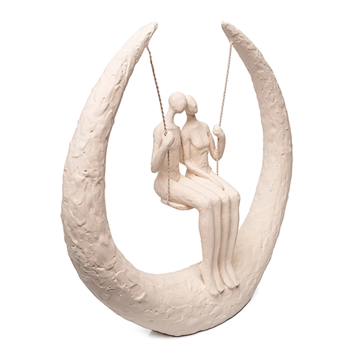 Alternative view of Escultura casal no balanco creme 32x34x9cm