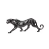 Escultura leopardo caminhando preto 16x45x11cm