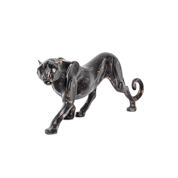 Alternative view of Escultura leopardo caminhando preto 16x45x11cm