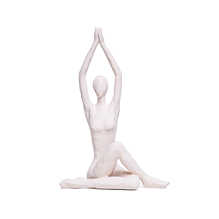 Escultura yoga maos alto creme 23x16x8cm