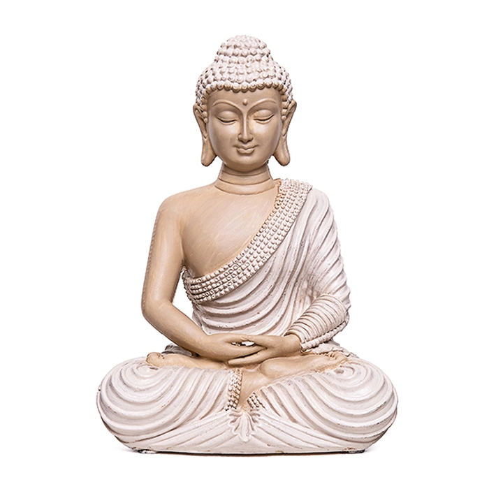 Escultura buda creme 18x13x9cm
