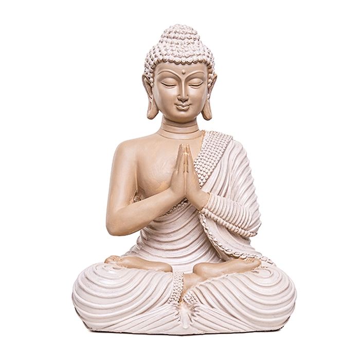 Escultura buda creme 25x18x13cm