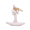 Escultura figura tocando violino creme 20x18x8cm