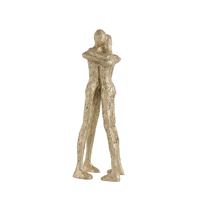 Escultura casal abraçado dourado 49x17x11cm